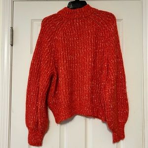Red/orange chunky sweater. Very soft! Size L.